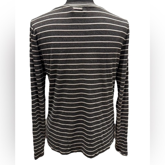 Michael Kors Women’s Long Sleeve Gray & White Striped Pullover Sweater, Large - Picture 3 of 15